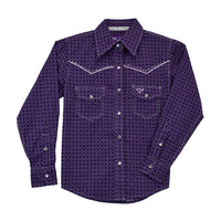 Girl's Cowgirl Hardware Circle Star Purple Long Sleeve Print from Cowboy Hardware