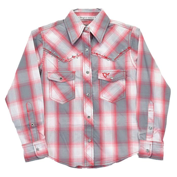 Girl's Cowgirl Hardware Coral Pink Hombre Long Sleeve Western Shirt from Cowboy Hardware