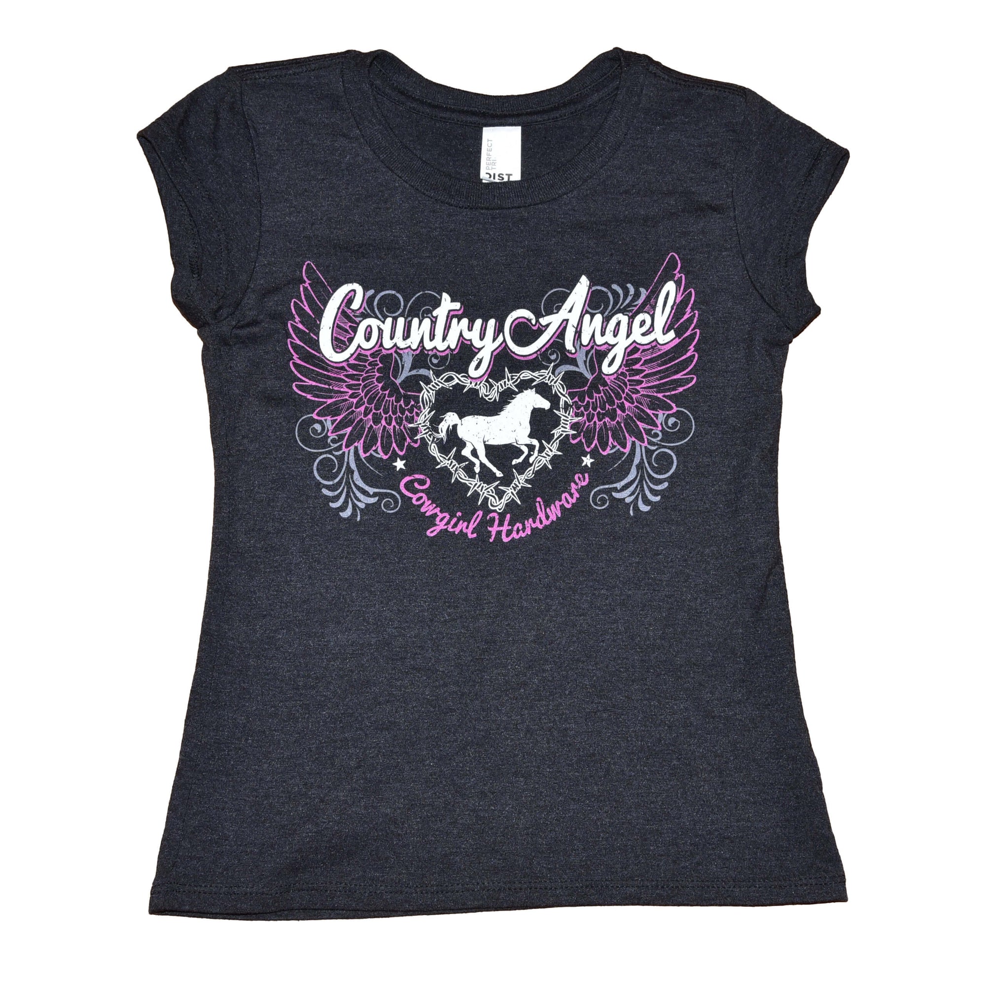 Girl's Cowgirl Hardware Country Angel Black Short Sleeve Tee from Cowboy Hardware