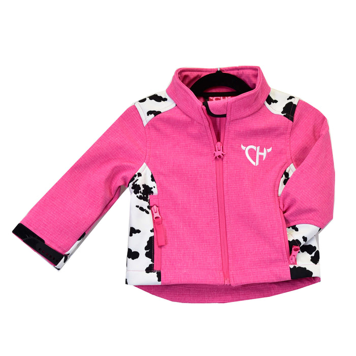 Girl's Cowgirl Hardware Cow Print Accent Pink Poly Shell Jacket from Cowboy Hardware