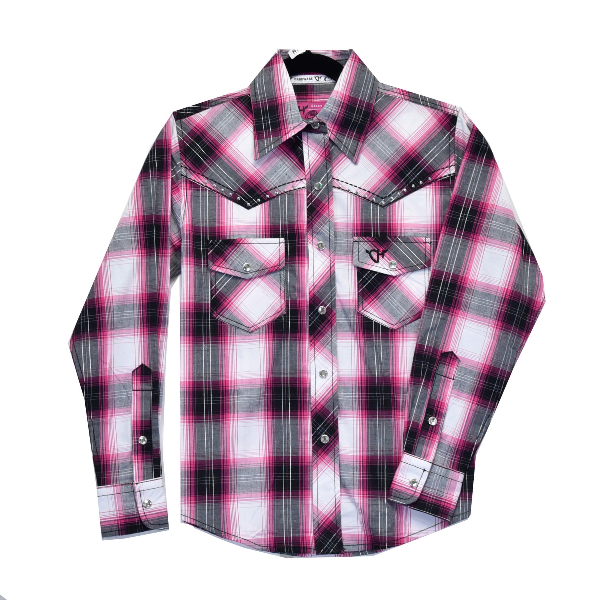 Girls Pink Horse Aztec L/S Print Shirt by Cowboy Hardware
