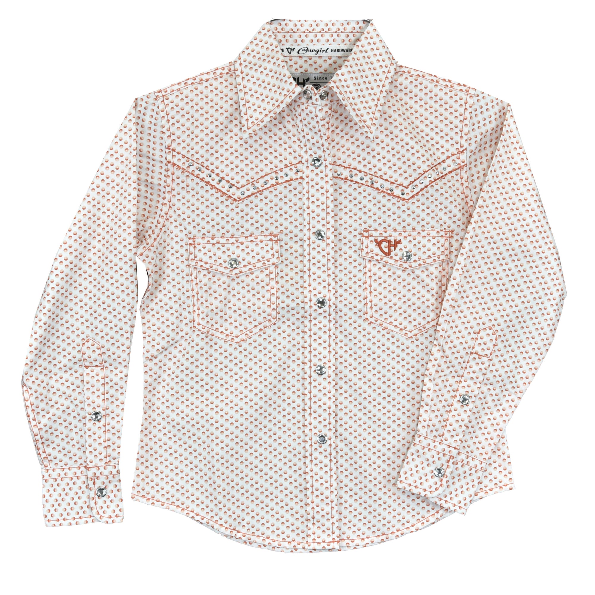 Girl's Cowgirl Hardware Donut Coral and White Long Sleeve Print Shirt from Cowboy Hardware