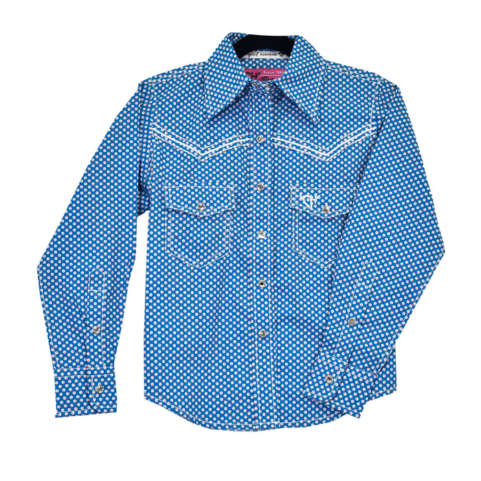 Girl's Cowgirl Hardware Donut Deep Aqua Long Sleeve Print Shirt from Cowboy Hardware