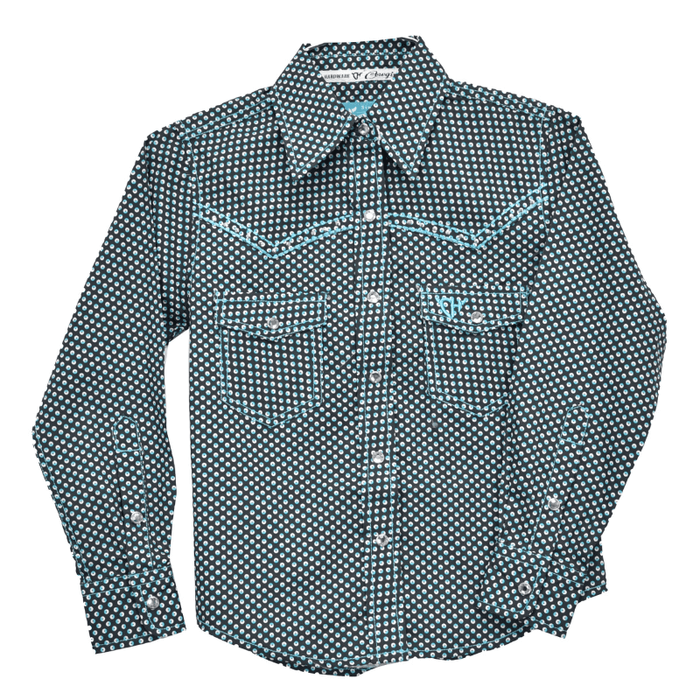 Girl's Cowgirl Hardware Donut Turquoise Long Sleeve Print Shirt from Cowboy Hardware