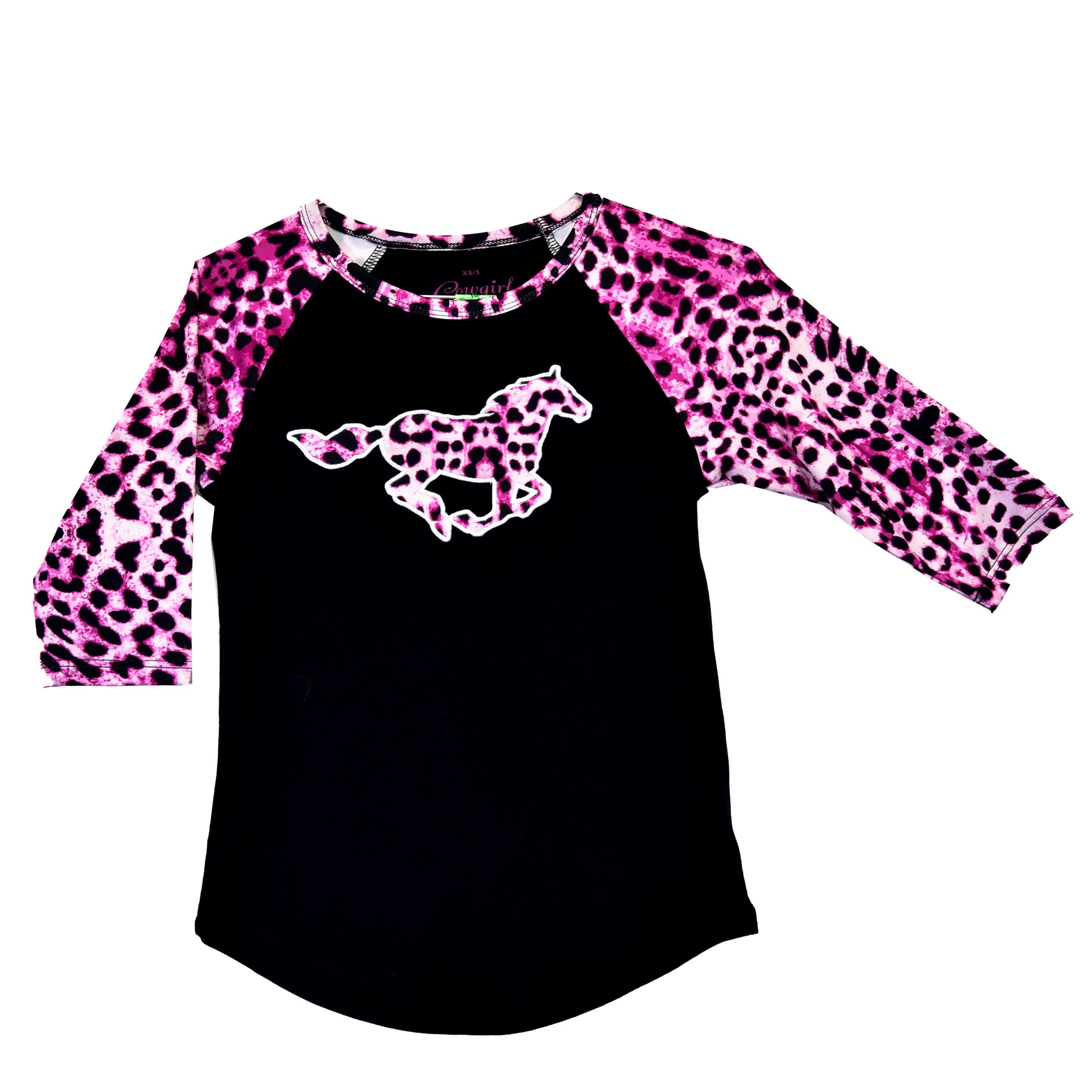 Girl's Cowgirl Hardware Leopard Horse Berry Raglan from Cowboy Hardware