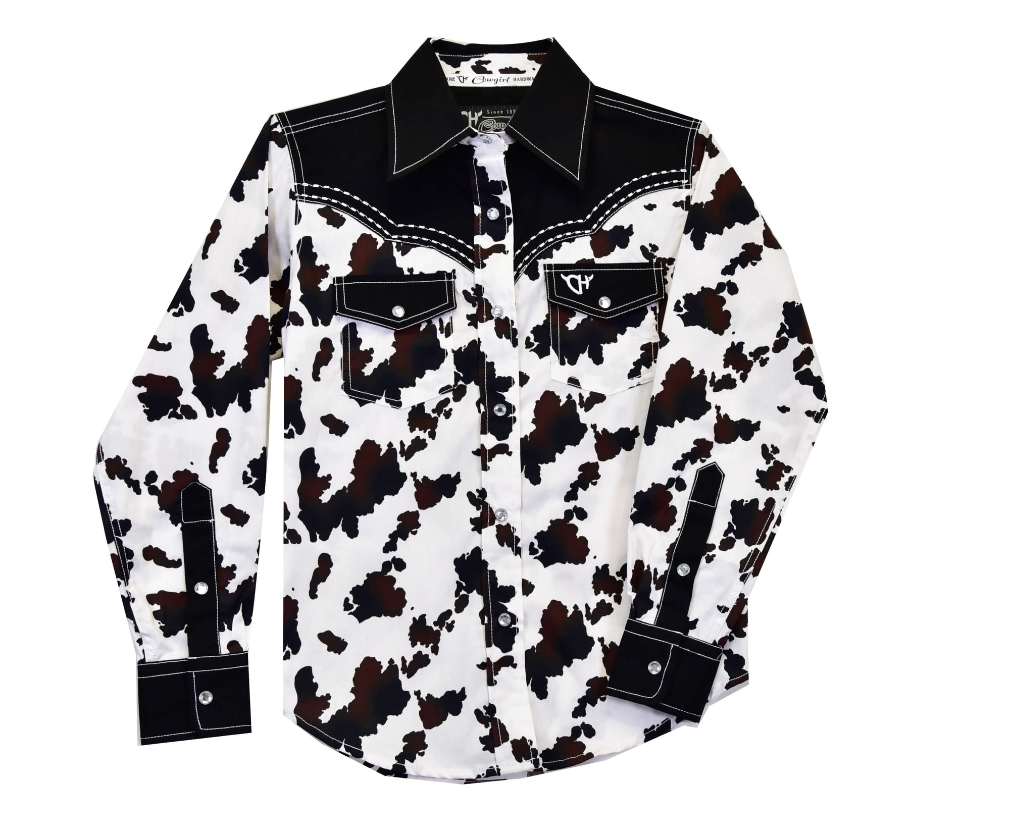 Youth Girl's CH Black Yoke "Moody Cow" Long Sleeve Western Shirt Youth Girl's CH Black Yoke "Moody Cow" Long Sleeve Western Shirt