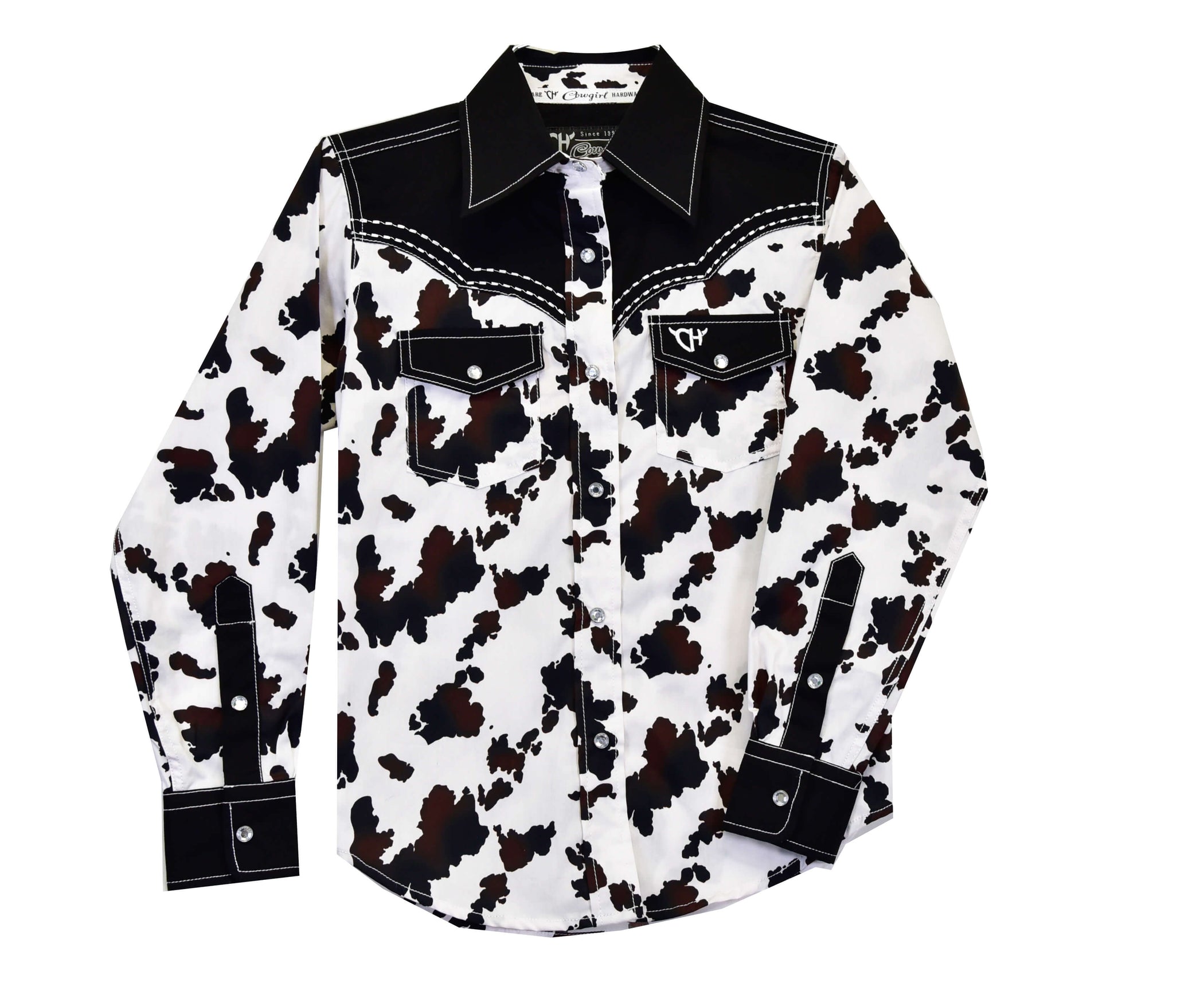 Girls Pink Horse Flowers L/S Print Shirt by Cowboy Hardware main image 1