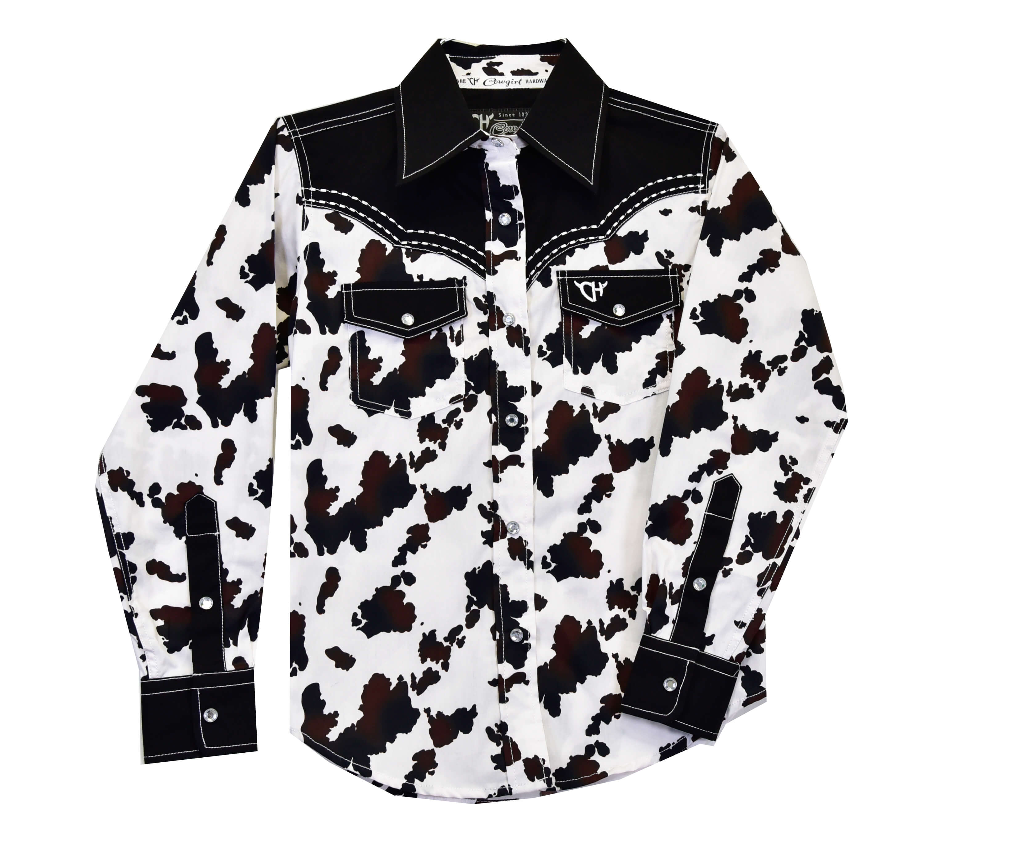 Youth Girl's CH Black Yoke Moody Cow Long Sleeve Western Shirt Youth Girl's CH Black Yoke Moody Cow Long Sleeve Western Shirt