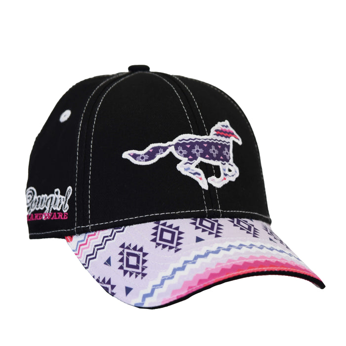 Girl's Cowgirl Hardware Pink Axtec Horse Velcro Cap from Cowboy Hardware