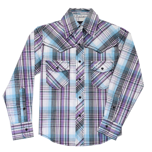 Girl's Cowgirl Hardware Purple and Turquoise Shedua Long Sleeve Print from Cowboy Hardware