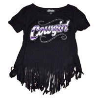 Girl's Cowgirl Hardware Sassy Cowgirl Black Fringe Short Sleeve Tee from Cowboy Hardware