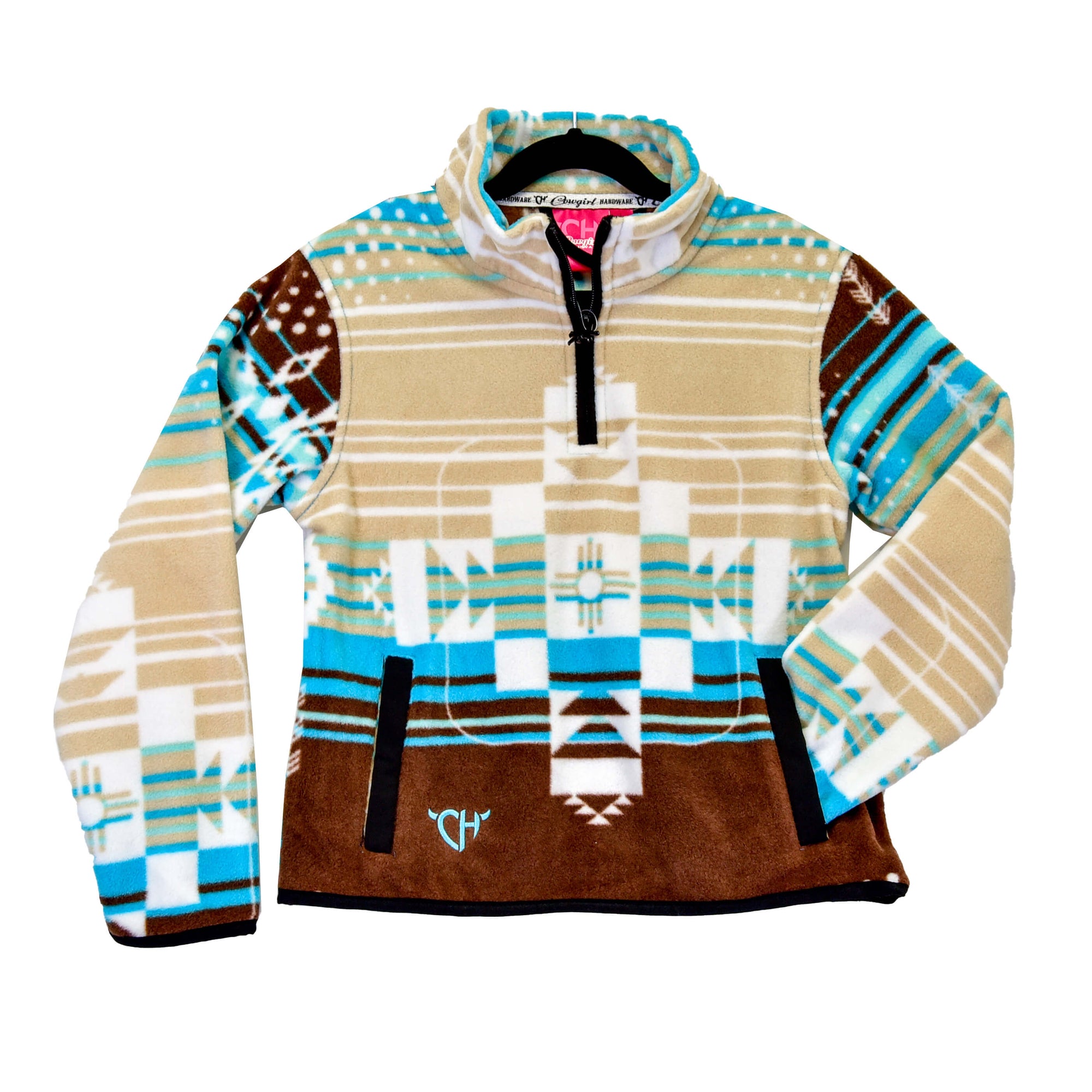 Girl's Cowgirl Hardware Tan and Turquoise Aztec Grande Polar Fleece Cadet from Cowboy Hardware