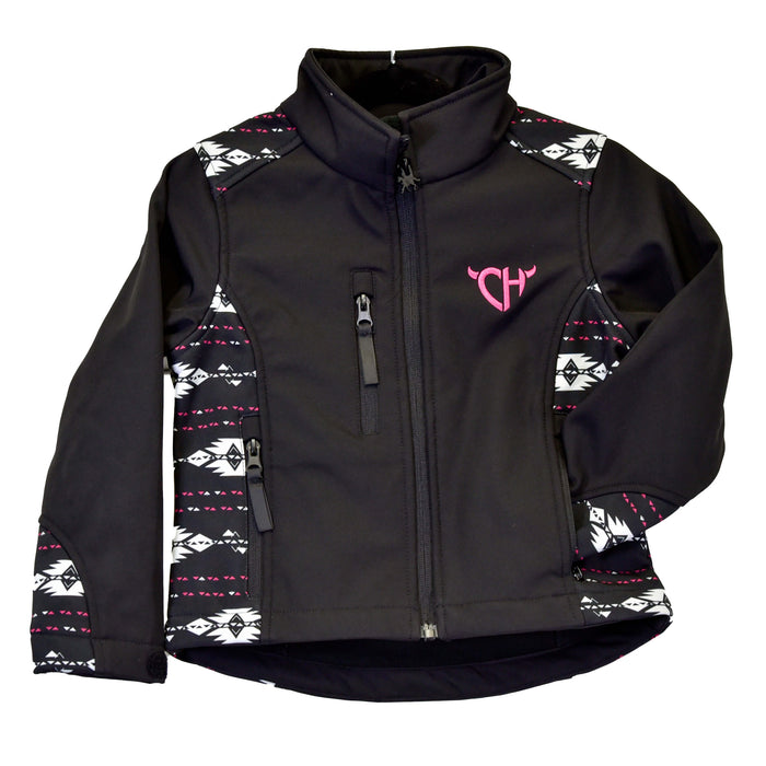 Girl's Cowgirl Hardware Tonal Accent Black Poly Shell Jacket from Cowboy Hardware