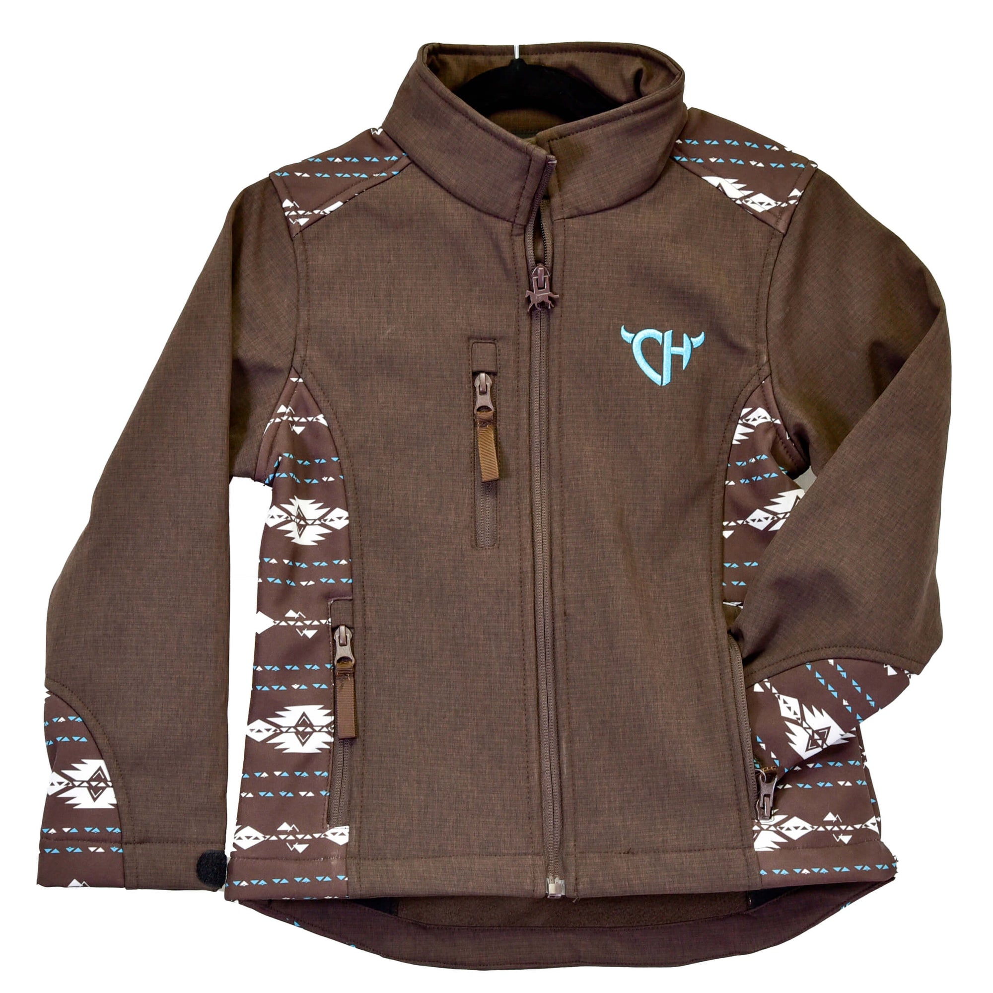 Girl's Cowgirl Hardware Tonal Accent Dark Chocolate Poly Shell Jacket from Cowboy Hardware