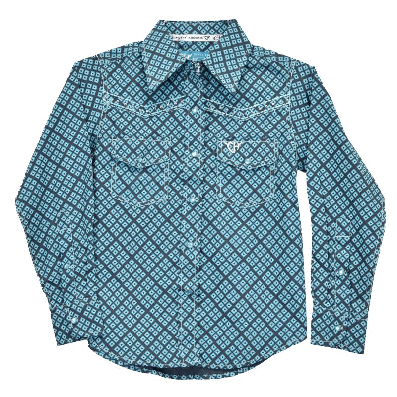 Girl's Cowgirl Hardware Turquoise Wild Gem Long Sleeve Western Shirt from Cowboy Hardware