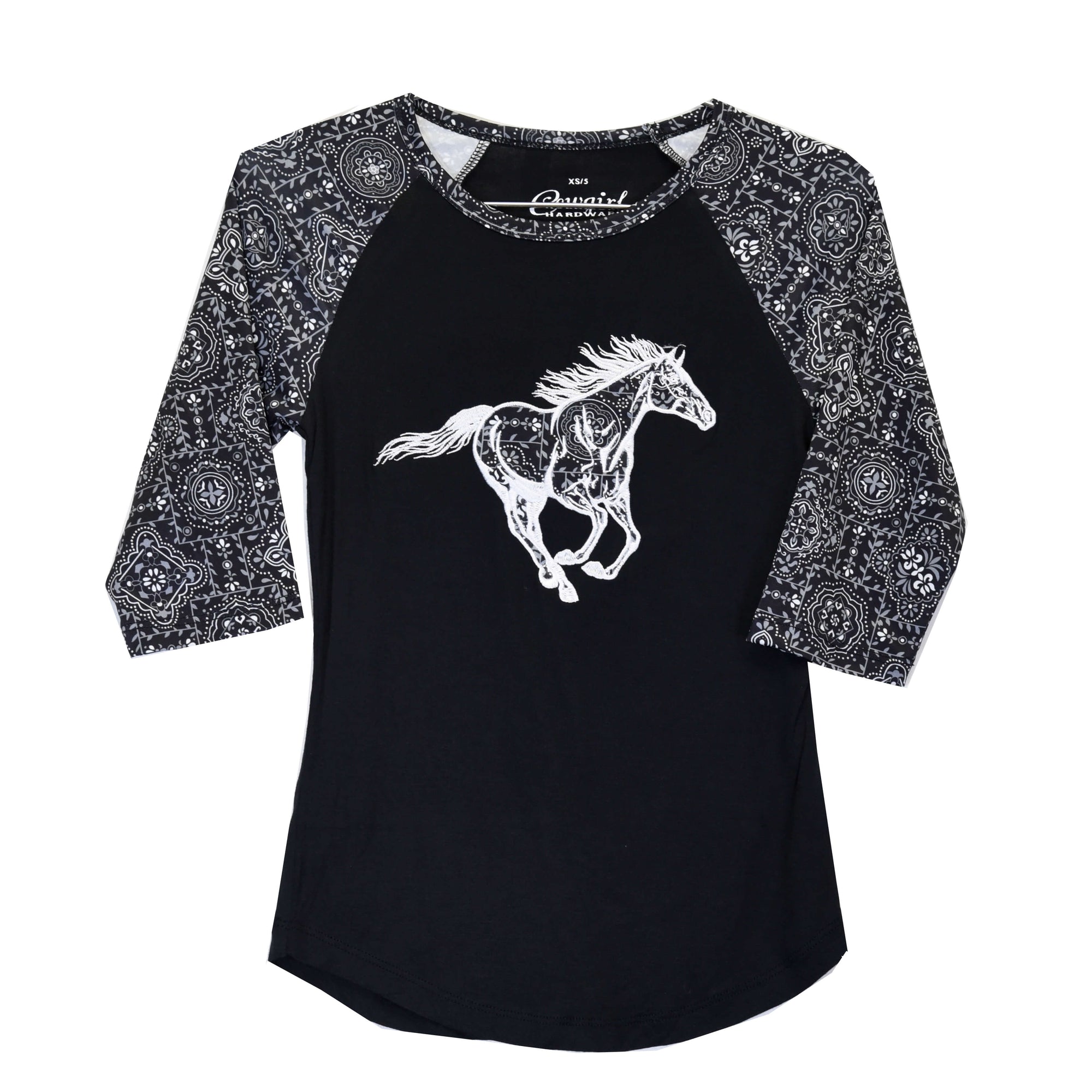 Girl's Cowgirl Hardware Wild Horse Black Raglan T-Shirt from Cowboy Hardware