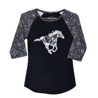 Girl's Cowgirl Hardware Wild Horse Black Raglan T-Shirt from Cowboy Hardware