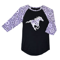 Girl's Cowgirl Hardware Wild Horse Liliac Raglan T-Shirt from Cowboy Hardware