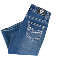Girl's Cowgirl Hardware "Gemmed Barbwire" Medium Washed Jeans from Cowboy Hardware