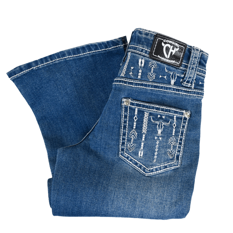 Girl's Cowgirl Hardware "Gemmed Barbwire" Medium Washed Jeans from Cowboy Hardware