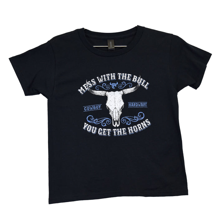 Infant Boy's CH Black "Mess with the Bull" Romper/Onesie Short Sleeve T-Shirt from Cowboy Hardware
