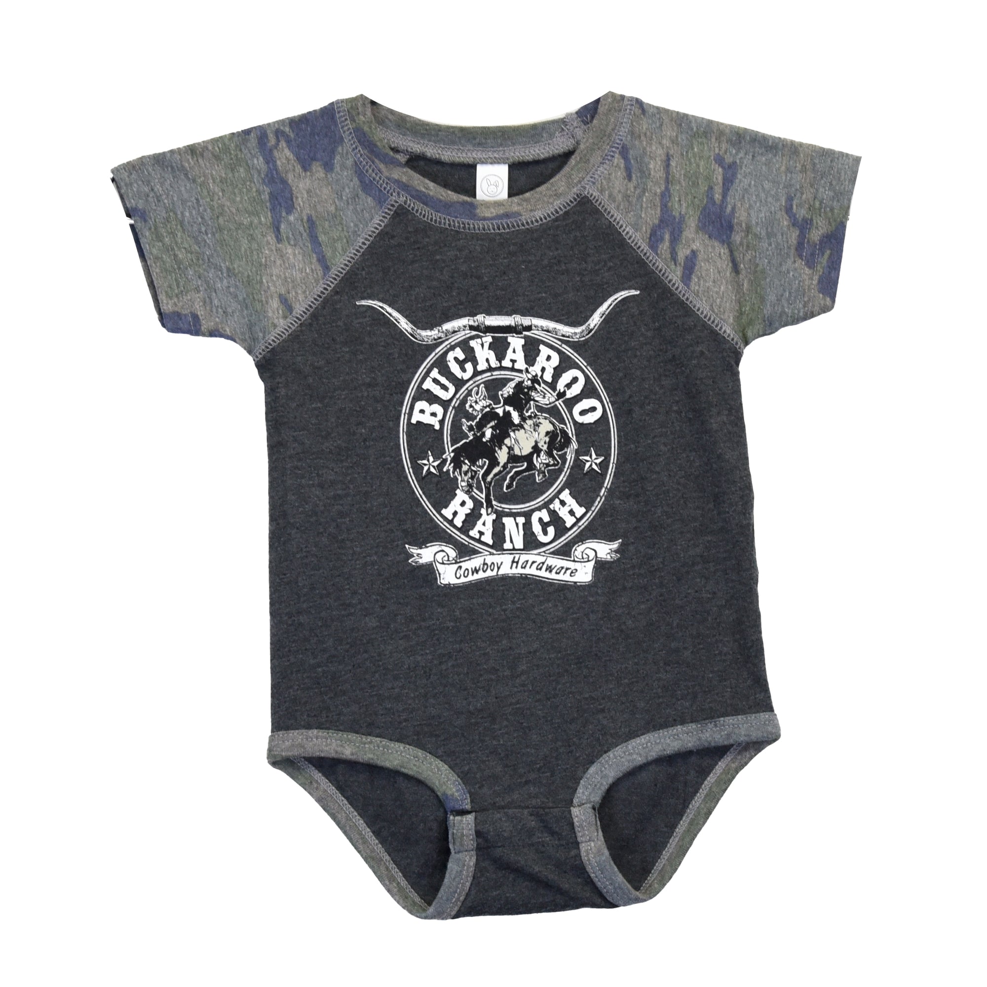 Infant Boy's CH Camouflage "Buckaroo Ranch" Romper/Onesie Short Sleeve T-Shirt from Cowboy Hardware