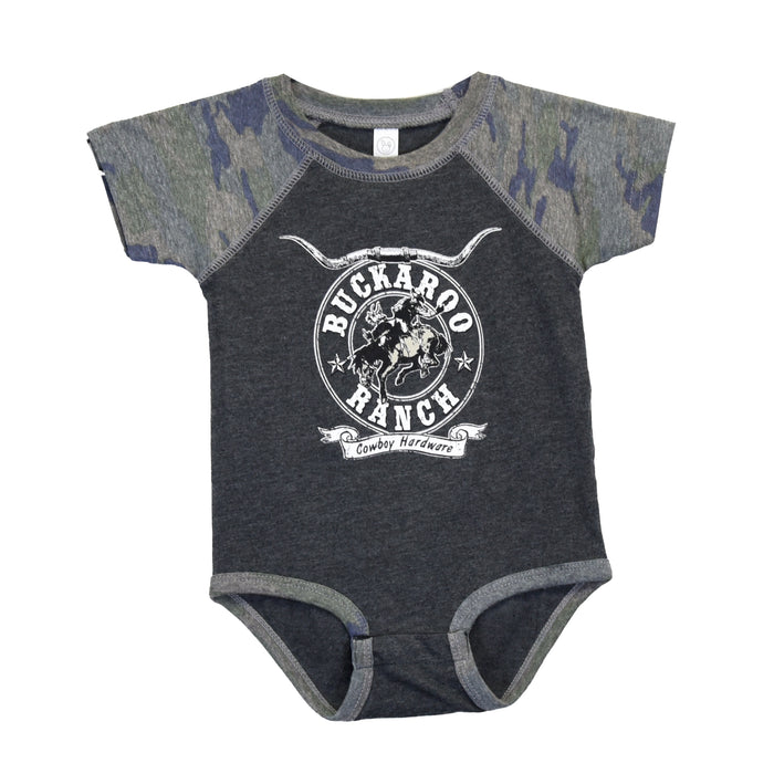 Infant Boy's CH Camouflage "Buckaroo Ranch" Romper/Onesie Short Sleeve T-Shirt from Cowboy Hardware