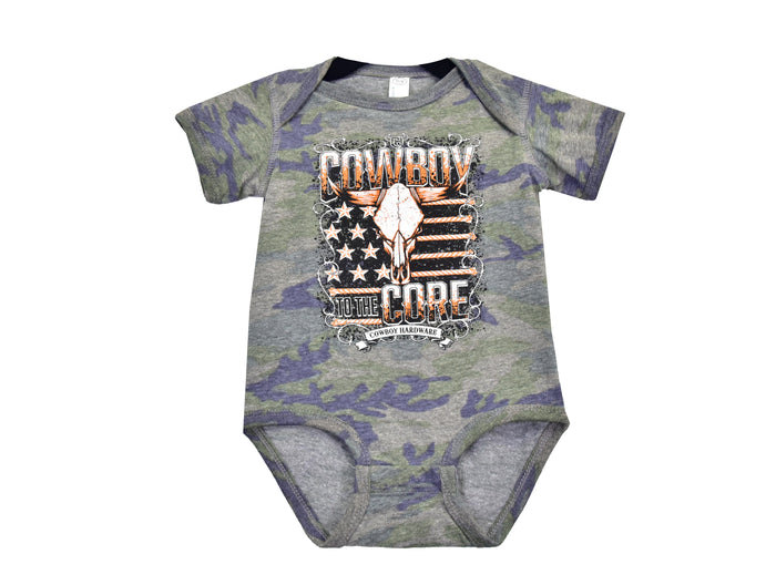 Infant Boy's CH Camouflage "Cowboy to the Core" Romper/Onesie Short Sleeve T-Shirt from Cowboy Hardware