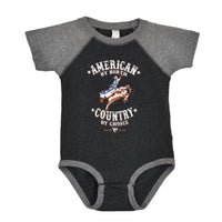 Infant Boy's CH Heather Gray "American By Birth" Romper/Onesie Short Sleeve T-Shirt from Cowboy Hardware