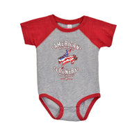 Infant Boy's CH Heather Gray "American by Birth" Short Sleeve Onesie/Romper from Cowboy Hardware