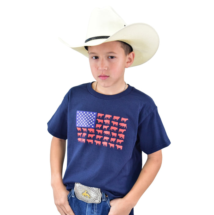 Infant Boy's Navy "Cattle Flag" Short Sleeve T-Shirt from Cowboy Hardware