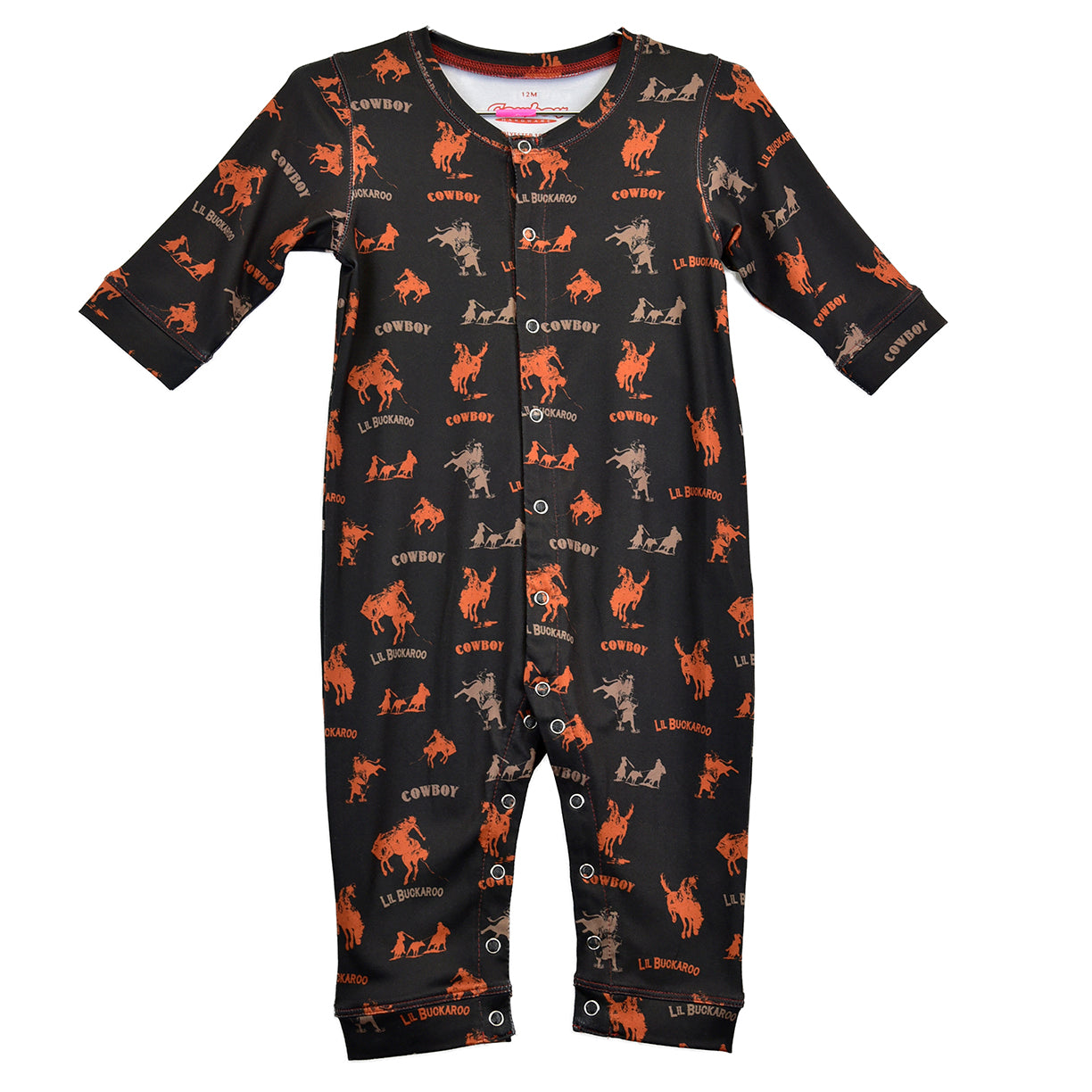 Infant Boy's CH Dark Chocolate "Bucking Horse" Romper/Pajamas from Cowboy Hardware