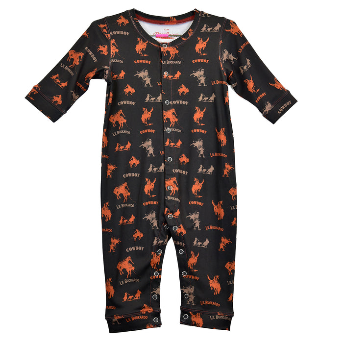 Infant Boy's CH Dark Chocolate "Bucking Horse" Romper/Pajamas from Cowboy Hardware