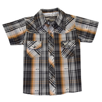 Infant Boys Hermosillo Jacquard Chocolate and Orange Short Sleeve Print from Cowboy Hardware