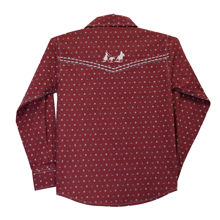 Infant Boys Muted Chevrons Burgundy Long Sleeve Print Romper from Cowboy Hardware