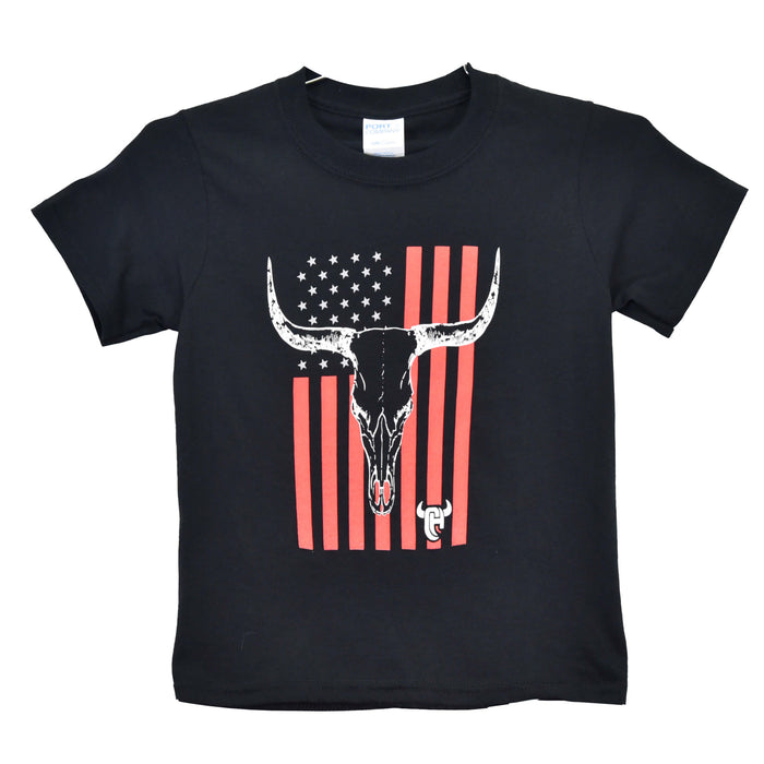 Infant Boys Skull Flag Black Short Sleeve Tee from Cowboy Hardware