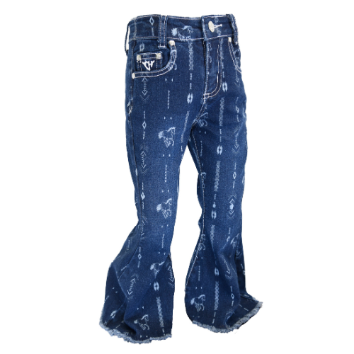 Infant Girls Cowgirl Hardware Dark Wash Horse Aztec Print Jeans from Cowboy Hardware