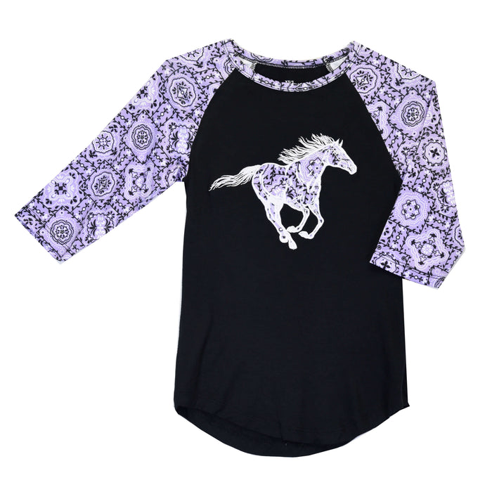Infant Girls Cowgirl Hardware Liliac Wild Horse Raglan Tee from Cowboy Hardware