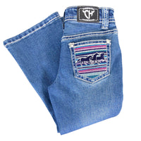 Infant Girls Cowgirl Hardware Medium Washed Serape Running Horse Jeans from Cowboy Hardware