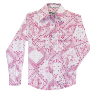 Infant Girls Cowgirl Hardware Pink and White Classic Bandanna Long Sleeve Print from Cowboy Hardware