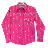 Infant Girls Cowgirl Hardware Pink and White Horse Aztec Long Sleeve Print from Cowboy Hardware