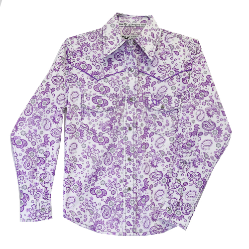 Infant Girls Cowgirl Hardware Purple and White Fun Paisley Long Sleeve Print from Cowboy Hardware