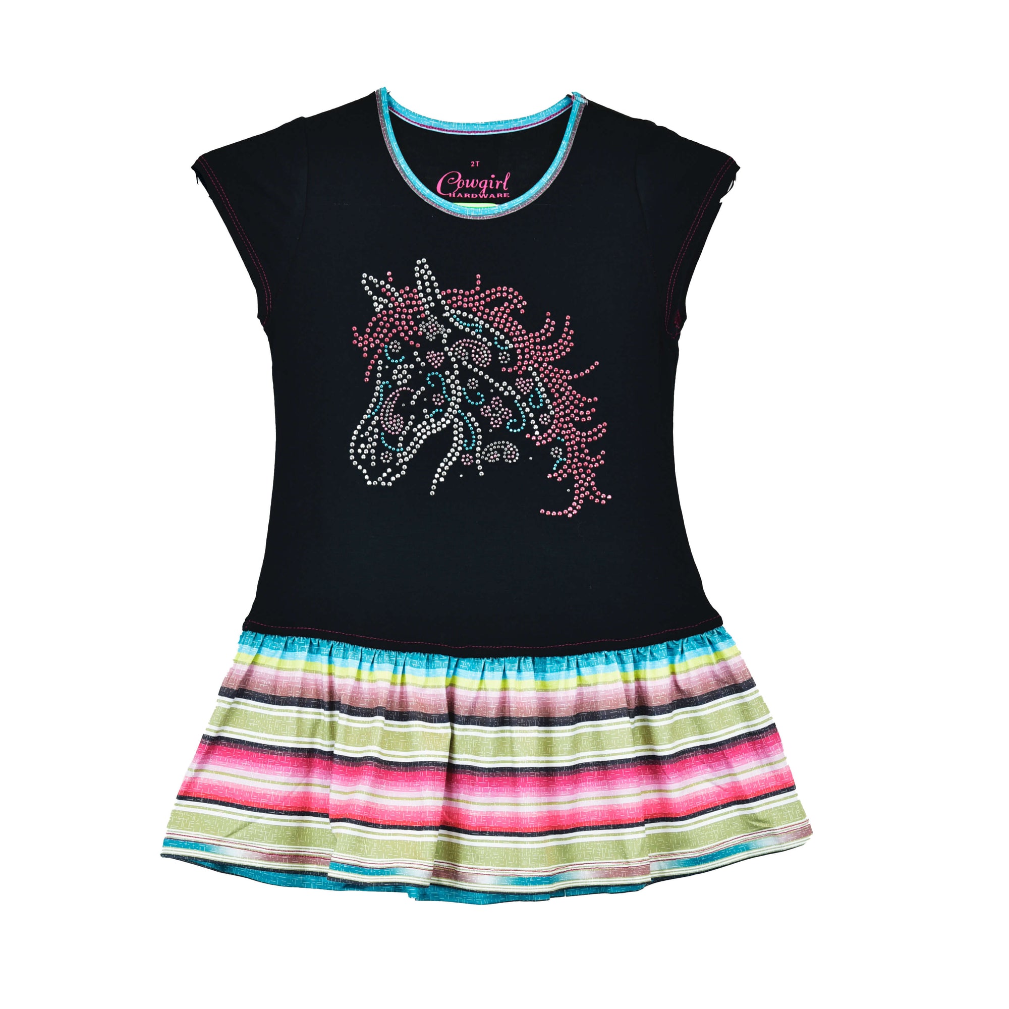 Infant & Toddler Girl's Cowboy Hardware Black & Pink Sugar Horse Serape Short Sleeve Dress Infant & Toddler Girl's Cowboy Hardware Black & Pink Sugar Horse Serape Short Sleeve Dress