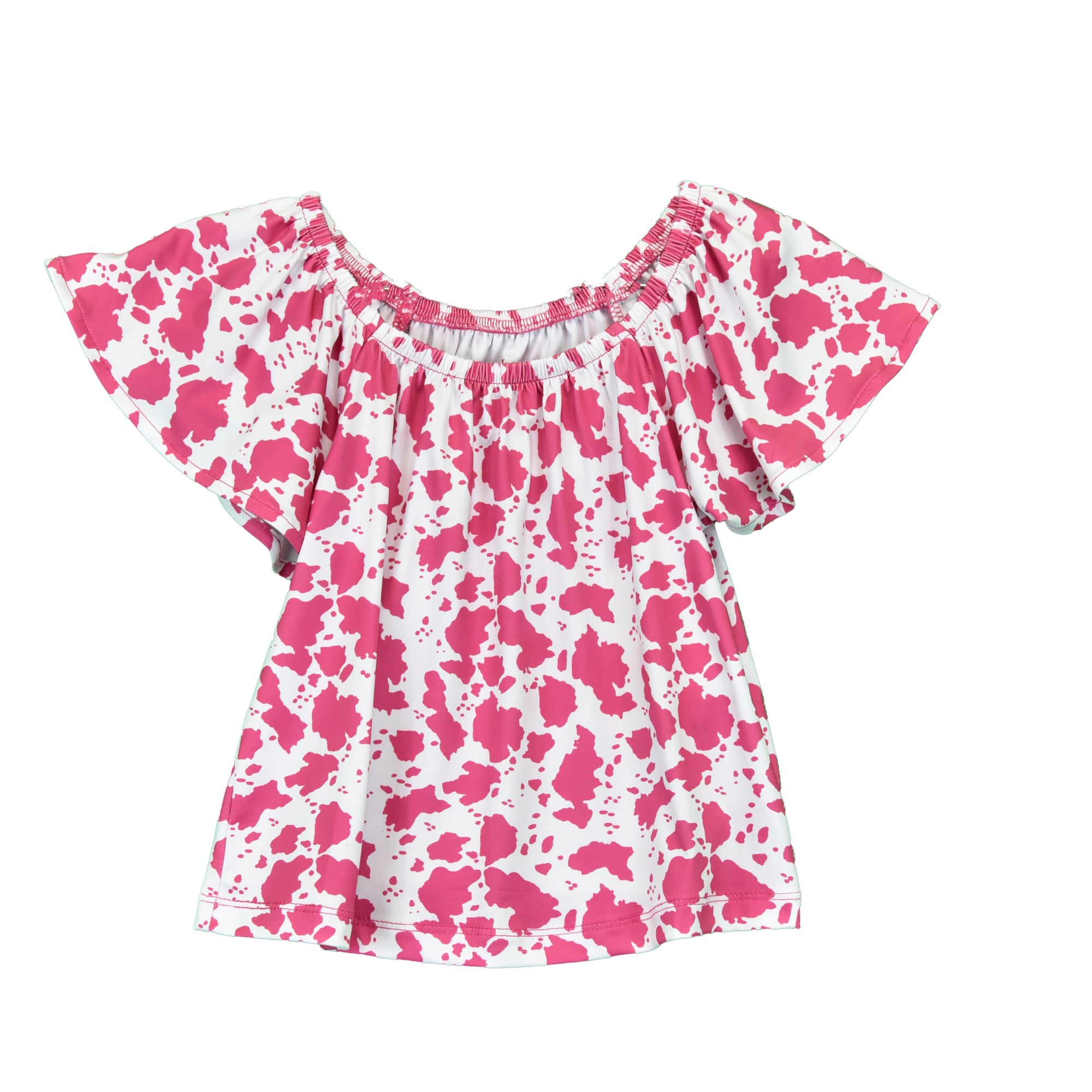 Infant & Toddler Girl CH "All Over Cow Print" Pink Short Sleeve Blouse from Cowboy Hardware