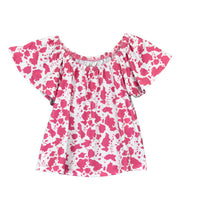 Infant & Toddler Girl CH "All Over Cow Print" Pink Short Sleeve Blouse from Cowboy Hardware