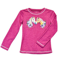 Infant & Toddler Girl CH "Kissing Horses" Heather Pink Long Sleeve Shirt from Cowboy Hardware