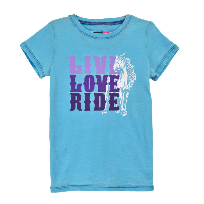 Infant & Toddler Girl CH "Live Love Ride" Turquoise Short Sleeve Shirt from Cowboy Hardware