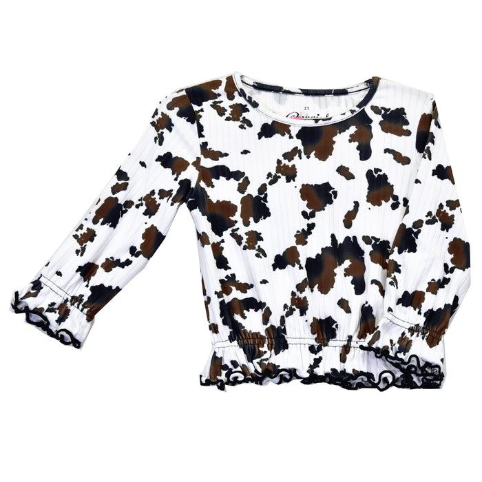 Infant & Toddler Girl CH "Moody Cow" Black Long Sleeve Shirt from Cowboy Hardware