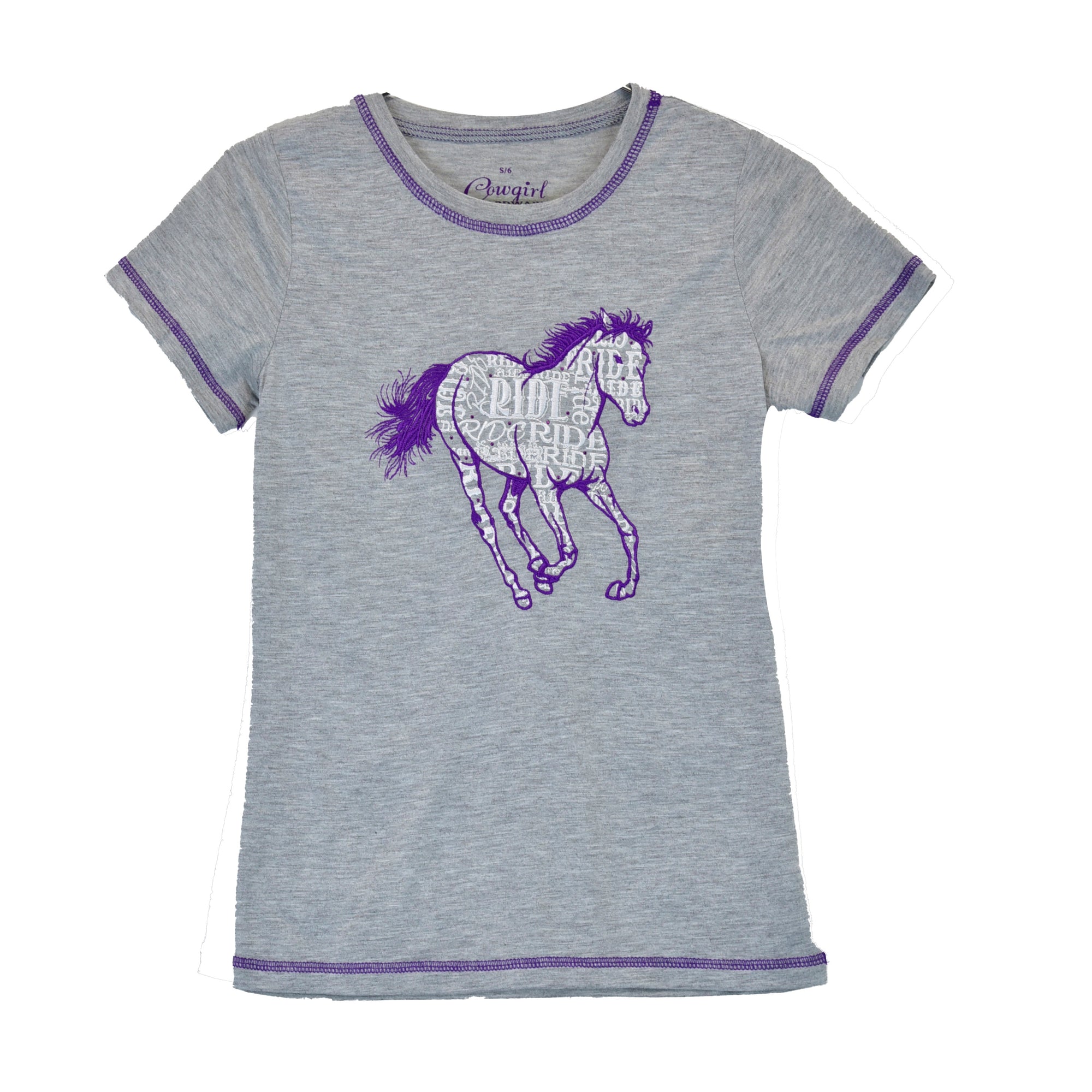 Infant & Toddler Girl CH "Ride Horse" Heather Gray Short Sleeve Shirt from Cowboy Hardware