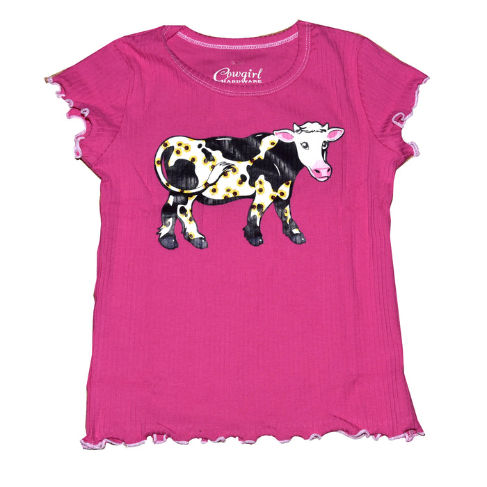 Infant & Toddler Girl CH "Sunflower Cow" Pink Short Sleeve Shirt from Cowboy Hardware